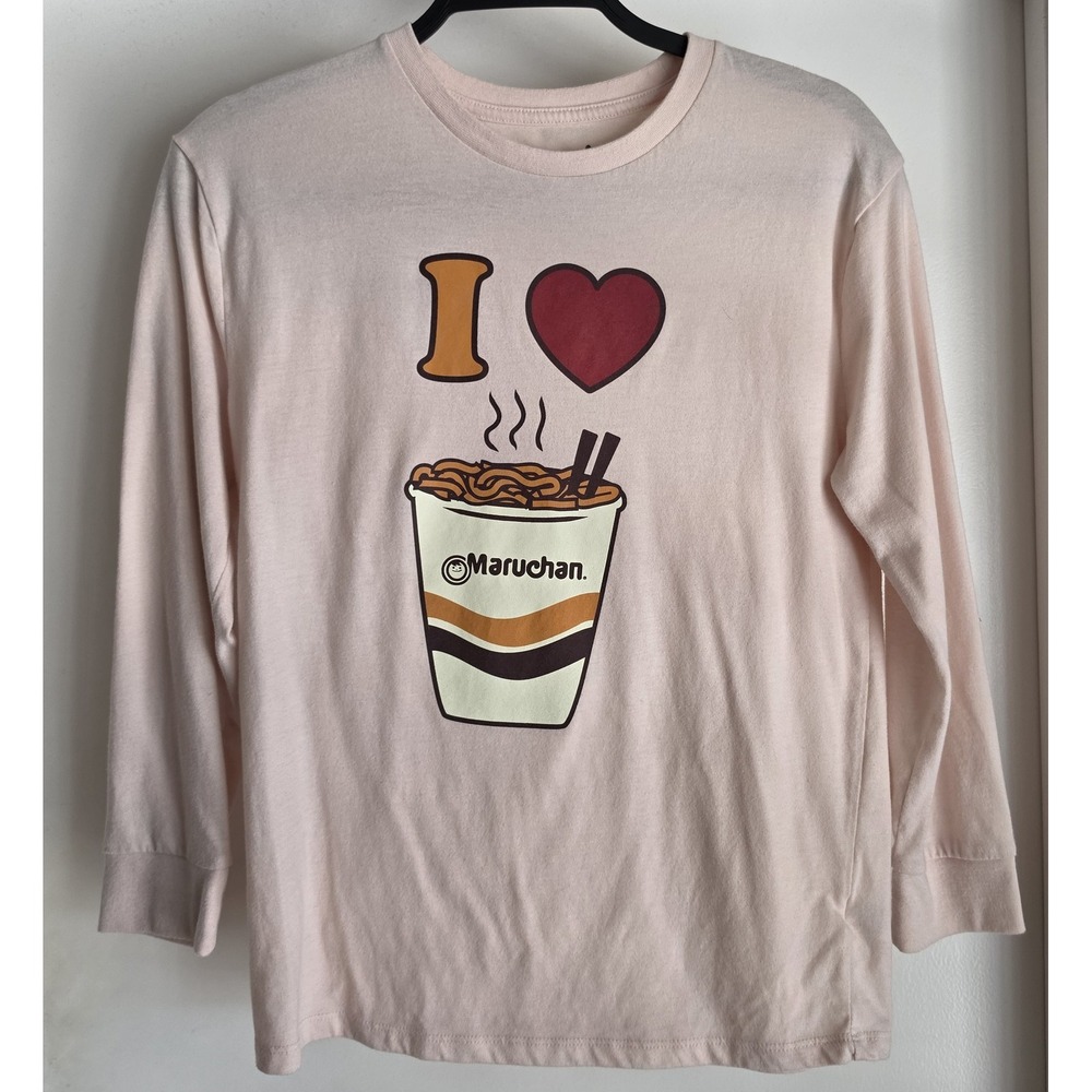 Maruchan Long Sleeve T-Shirt Size L Pink Graphic Print Casual Tee Top